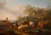 Joseph Roos, Landschaft mit weidendem Vieh, 1766, Öl auf Holz, 38 x 54,7 cm, Belvedere, Wien, I…