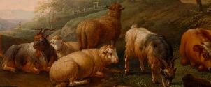 Joseph Roos, Landschaft mit weidendem Vieh, Detail, 1766, Öl auf Holz, 38 x 54,7 cm, Belvedere,…