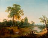 Martin von Molitor, Reiter und Fischer in einer Flusslandschaft, 1787, Öl auf Leinwand, 72,2 x …