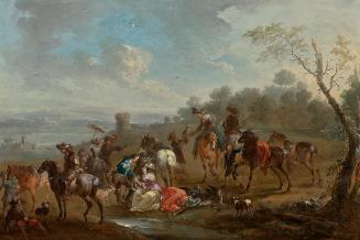August Querfurt, Beizerfolg auf Reiher, 18. Jahrhundert, Öl auf Holz, 41 x 62 cm, Belvedere, Wi…