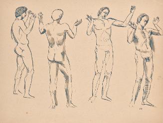 Franz Barwig, Vier Skizzen zum Redner, um 1921, Tusche, laviert auf Papier, 31,6 × 41 cm, Belve…