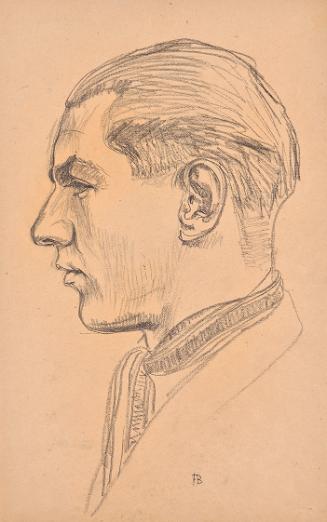 Franz Barwig, Porträt Franz Barwig des Jüngeren, um 1921, Schwarze Kreide auf Papier, 39 × 24,5…