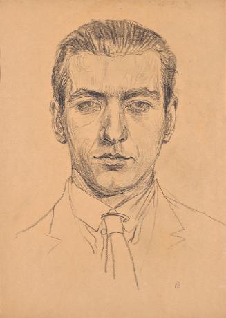 Franz Barwig, Porträt Franz Barwig des Jüngeren, um 1921, Schwarze Kreide auf Papier, 41,5 × 30…