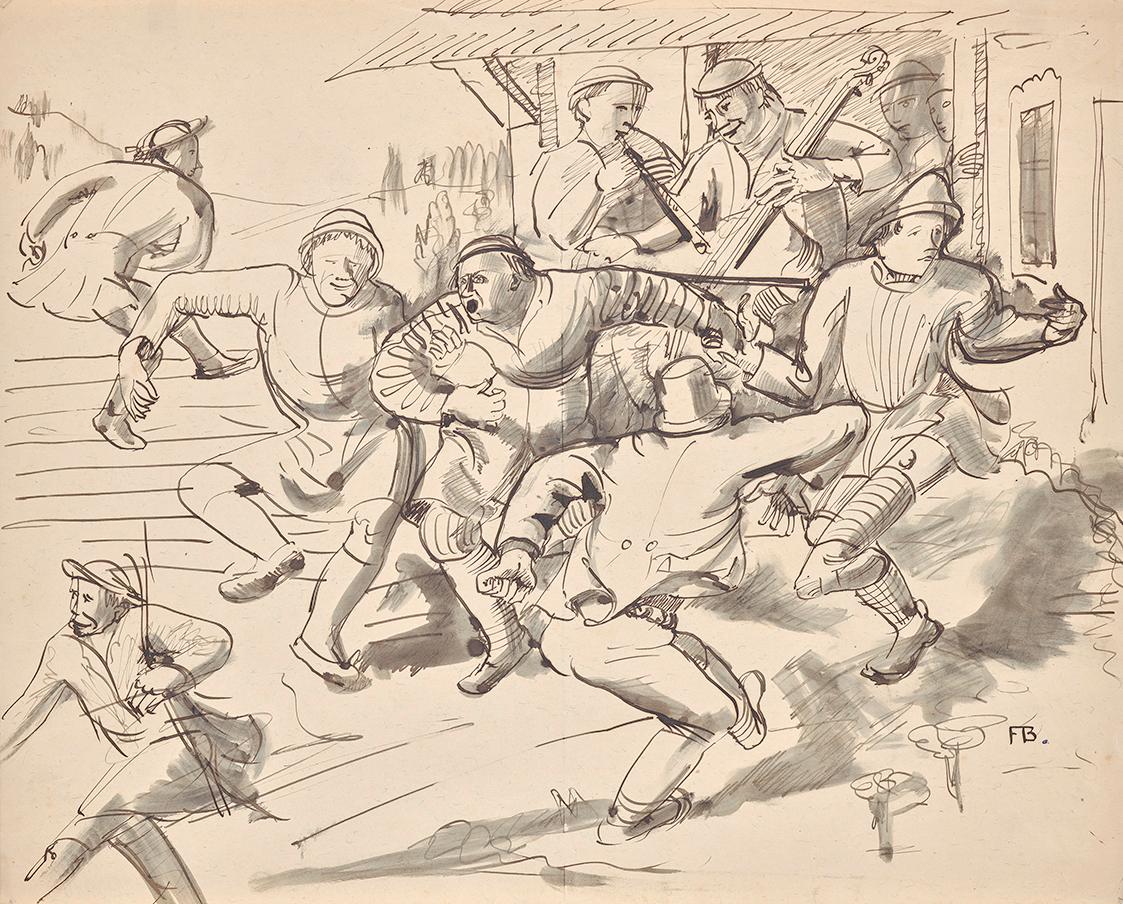 Franz Barwig, Tanzende Bauern, um 1919, Tusche, laviert auf Papier, 34 × 41,8 cm, Belvedere, Wi…
