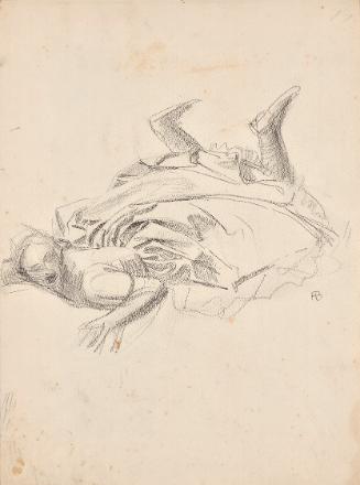 Franz Barwig, Gestürzte Frau, um 1919, Schwarze Kreide auf Papier, 38,5 × 48,8 cm, Belvedere, W…