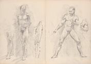 Franz Barwig, Männerakte, um 1888/1895, Bleistift auf Papier, 40,8 × 58 cm, Belvedere, Wien, In…