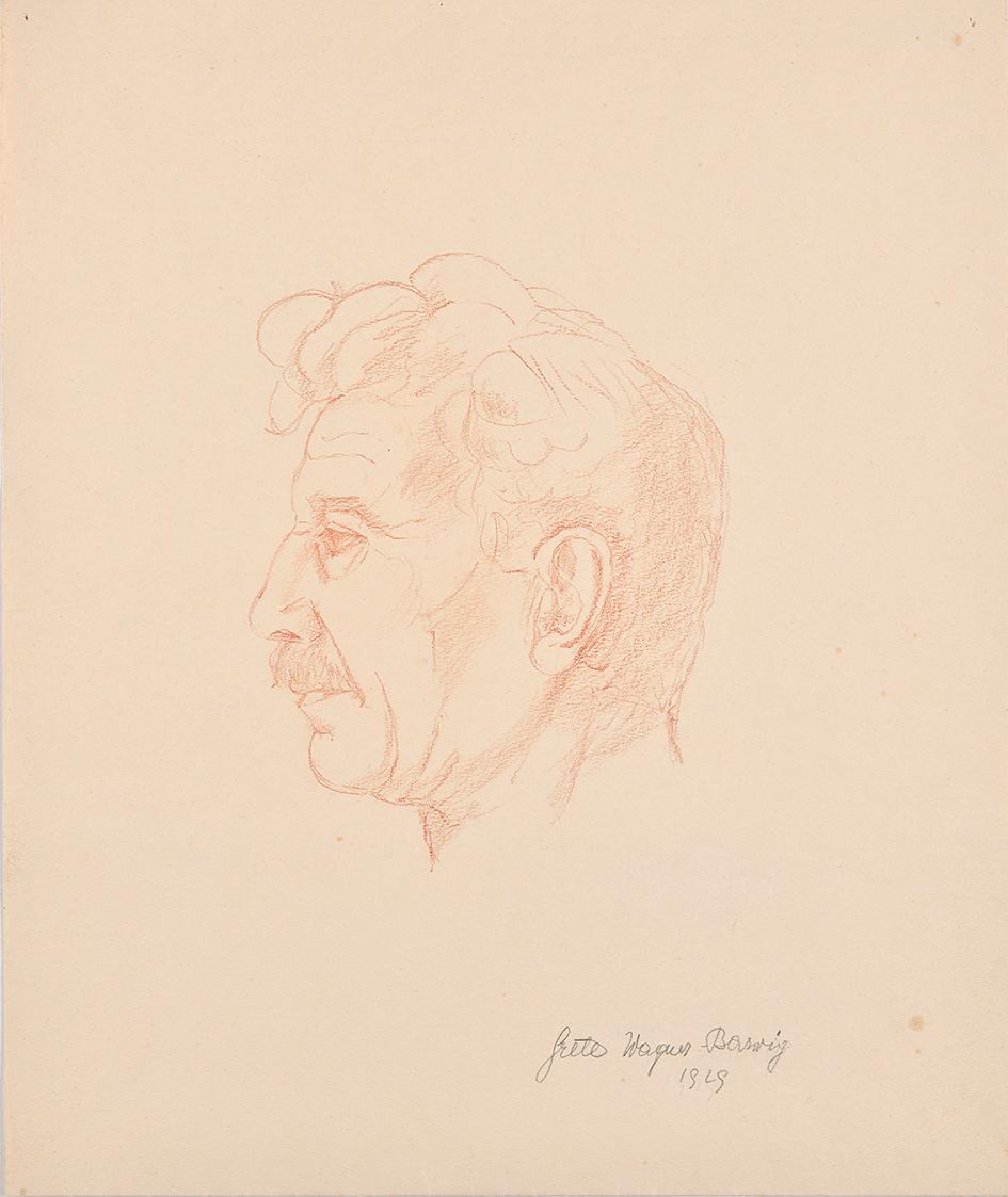 Grete Wagner-Barwig, Porträt Franz Barwigs des Älteren, 1929, Rötel auf Papier, Belvedere, Wien…