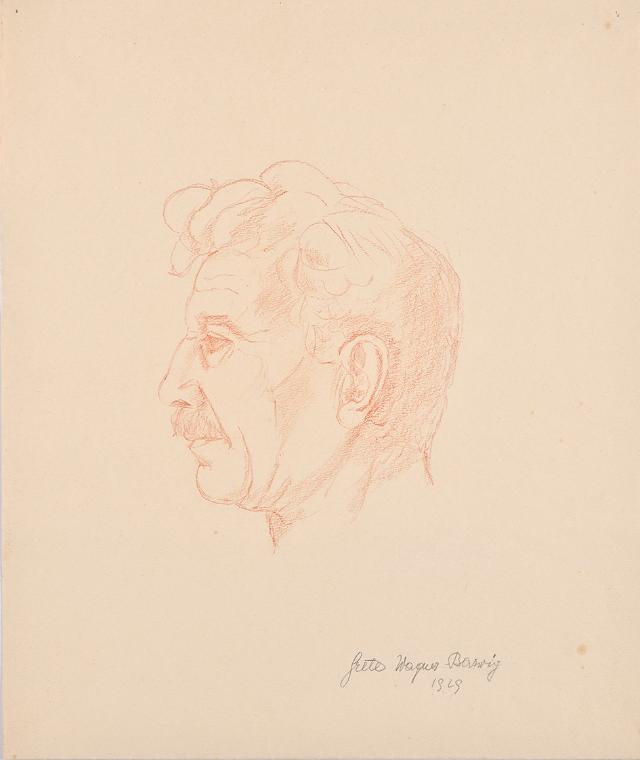 Grete Wagner-Barwig, Porträt Franz Barwigs des Älteren, 1929, Rötel auf Papier, Belvedere, Wien…