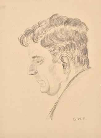 Grete Wagner-Barwig, Porträt Dr. Josef Wagner, 1929, Schwarze Kreide auf Papier, 32 × 24 cm, Be…