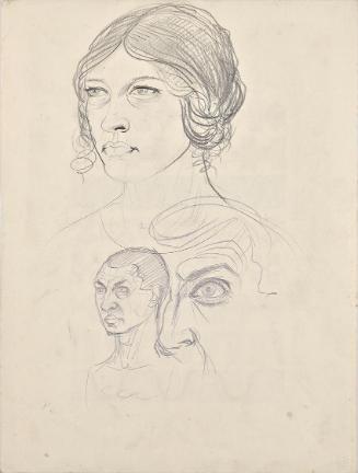 Franz Barwig, Porträtstudien Rosa und Walter Barwig, um 1922, Schwarze Kreide auf Papier, Belve…