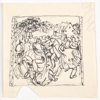 Franz Barwig, Tanzende Bauern, 1919, Tusche über Bleistift auf Papier, 9,9 × 9,8 cm, Belvedere,…
