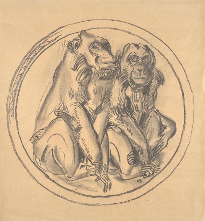 Franz Barwig, Entwurf zum Relief im Affenhaus des Schönbrunner Tiergartens, 1928/1929, Schwarze…