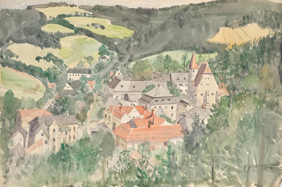Franz Barwig, Dorflandschaft, um 1910/1920, Aquarell auf Papier, 31,7 × 47,5 cm, Belvedere, Wie…