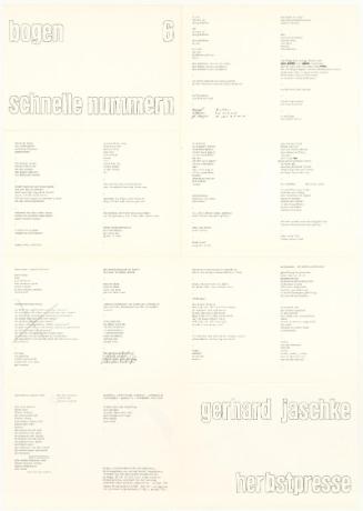 Gerhard Jaschke, bogen 6, gerhard jaschke, schnelle nummern, herbstpresse, 1976, Druck auf Papi…