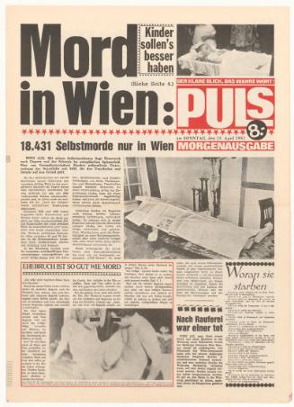 Erwin Puls, PULS – DER KLARE BLICK, DAS WAHRE WORT!, 25.4.1982, Offset-Druck auf Zeitungspapier…