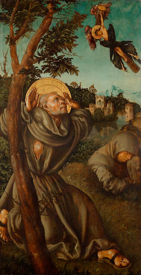 Lucas Cranach, Stigmatisation des hl. Franziskus, um 1502/1503, Malerei auf Fichtenholz, 86,5 ×…
