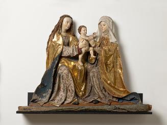 Meister von Heiligenblut, Hl. Anna Selbdritt, um 1520, Lindenholz, reduzierte originale Fassung…