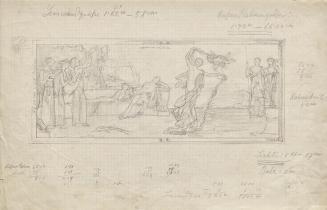 Franz von Matsch, Tänzerin auf einer altgriechischen Theaterbühne, um 1885/1895, Bleistiftstudi…
