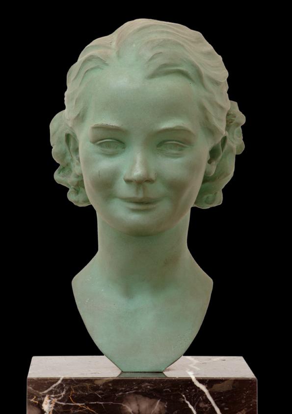Gustinus Ambrosi, Annemarie Schindler, 1952, Bronze auf Marmor/ Serpentin-Postament, H: 36 cm, …