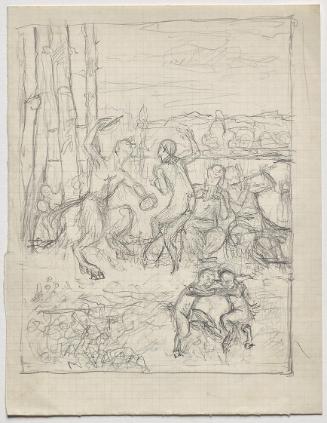 Franz von Matsch, Tanz der Faune, 1936, Bleistift auf gerastertem Papier, 29,7 x 23 cm, Belvede…