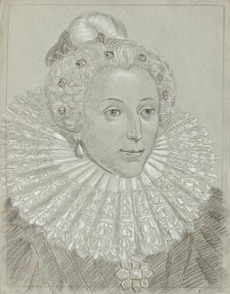 Franz von Matsch, Königin Elisabeth von England, undatiert, Bleistift, Kohle, Tempera in Gold u…