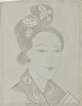 Franz von Matsch, Kaiserin Li, undatiert, Bleistift, Kohle, Tempera in Gold und Weiß, 48,2 x 37…