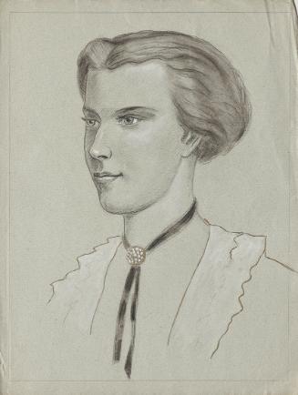 Franz von Matsch, Kaiserin Elisabeth, undatiert, Bleistift, Kohle, Tempera in Gold und Weiß, 49…