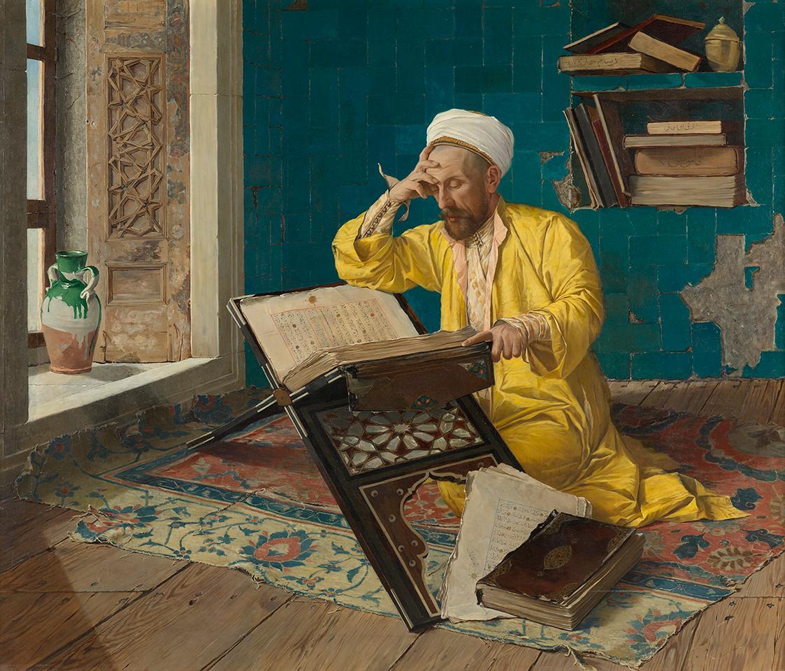 Osman Hamdi Bey, Islamischer Theologe mit Koran, 1902, Öl auf Leinwand, 145 x 171 cm, Belvedere ...