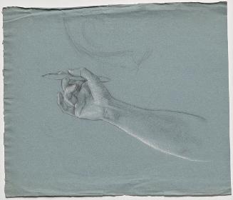 Franz von Matsch, Armstudie für das Fakultätsbild "Theologie", um 1898/1900, Bleistift und Weiß…