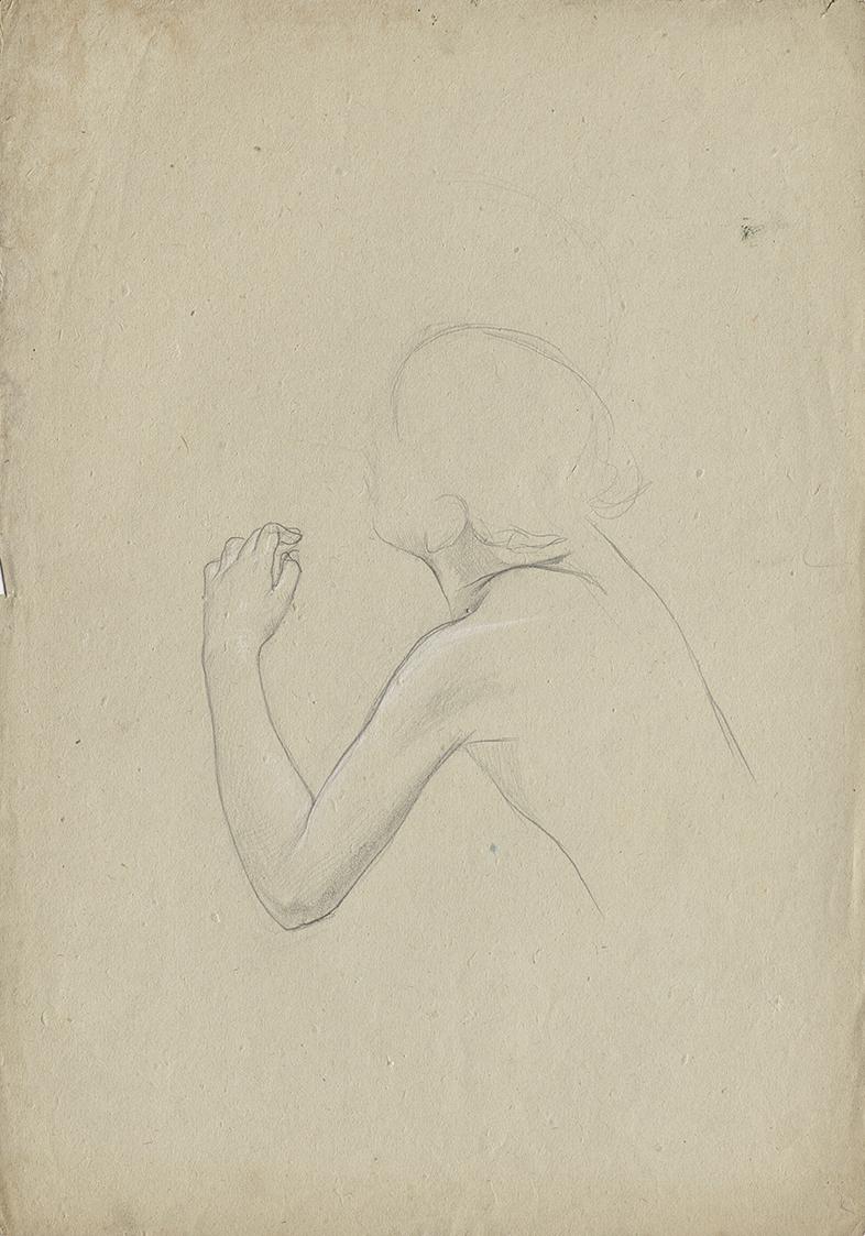 Franz von Matsch, Armstudie, undatiert, Bleistift und Weißstift, 44,7 x 31,1 cm, Belvedere, Wie…