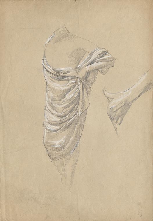 Franz von Matsch, Draperiestudie, undatiert, Bleistift und Weißstift, 45,1 x 31,5 cm, Belvedere…