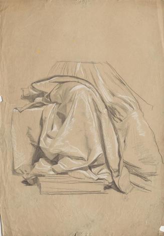 Franz von Matsch, Draperiestudie, 1884/1885, Bleistift, Kohle, weiß gehöht, auf Papier, 44,7 x  ...