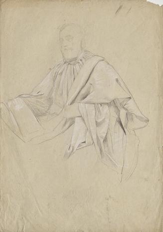 Franz von Matsch, Alter Mann mit reichem Gewand, 1885/1886, Bleistift, Weißstift und Kohle, 44, ...