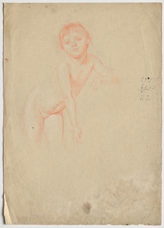 Franz von Matsch, Aktstudie eines Mädchens, undatiert, Rötel und Weißstift, 44,5 x 31,6 cm, Bel…