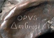 Gustinus Ambrosi, Ikaros, Detail: Bezeichnung, um 1923, Bronze auf Marmor-Postament, H: 117 cm,…