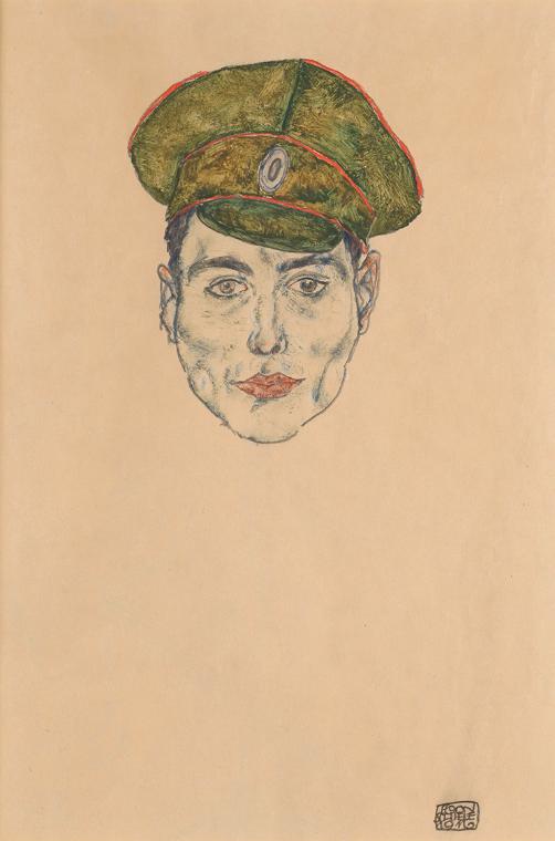 Egon Schiele, Kosak, 1916, Gouache und Bleistift auf Papier, 36,9 × 24,6 cm, Dauerleihgabe Priv…