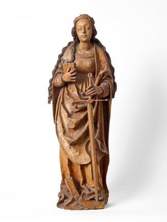 Alpenländischer oder Schwäbischer Bildschnitzer, Hl. Katharina, um 1510/1520, Lindenholz, ehem.…