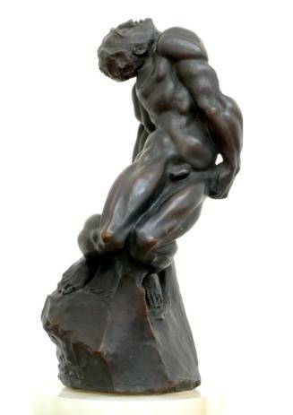 Gustinus Ambrosi, Der Einsame, 1915, Bronze auf Onyx/ Serpentin-Postament, H: 32,5 cm, Belveder…