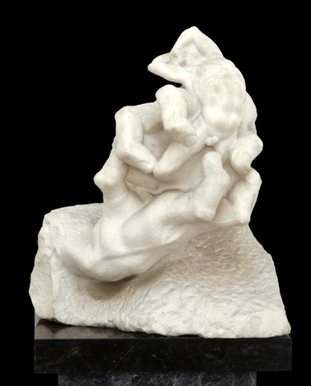 Gustinus Ambrosi, Der Mensch und das Schicksal, um 1920, Marmor auf Serpentin/ Marmor-Postament…