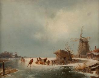 Andreas Schelfhout, Winterlandschaft mit Eisläufern, um 1820/1840, Öl auf Holz, 23,2 × 31,5 cm,…