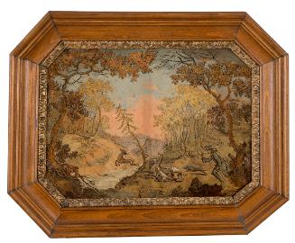 Hirschjagd, 1740/1770, Öl auf Schiefer, teilweise graviert, 23,5 × 32,5 cm, Belvedere, Wien, In…