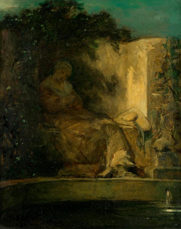 Schlummernde Frau im nächtlichen Park