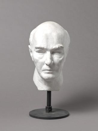 Fritz Wotruba, Porträt-Kopf Robert Musil, Ende 1938/39, Gipsguss nach Tonmodell, 34 × 20,5 × 27 ...