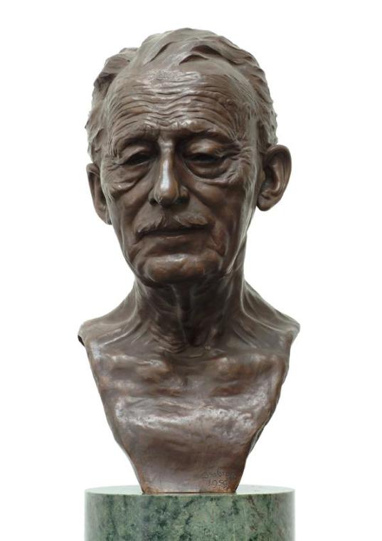 Augustinus Ambrosi, Franz Karl Ginzkey, 1959, Bronze auf Serpentin-Postament, H: 44 cm, Belvede…