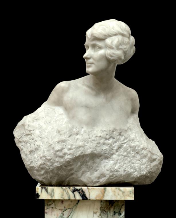 Gustinus Ambrosi, Maria Luise Leopoldine Ambrosi, 1922, Marmor auf Marmor-Postament, H: 72 cm, …