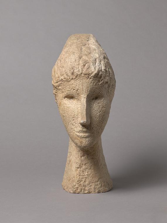 Fritz Wotruba, Frauenkopf, 1946, Gipsguss nach Tonmodell, 46,5 × 19 × 31 cm, Belvedere, Wien, I…