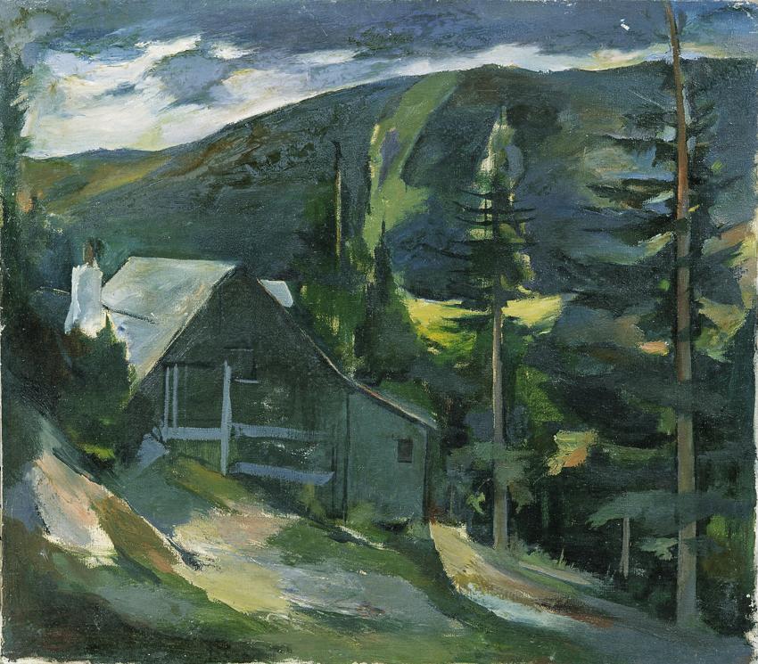 Robert Philippi, Haus in Gebirgslandschaft, vor 1935, Öl auf Leinwand, ungerahmt: 87,5 × 90,5 × ...