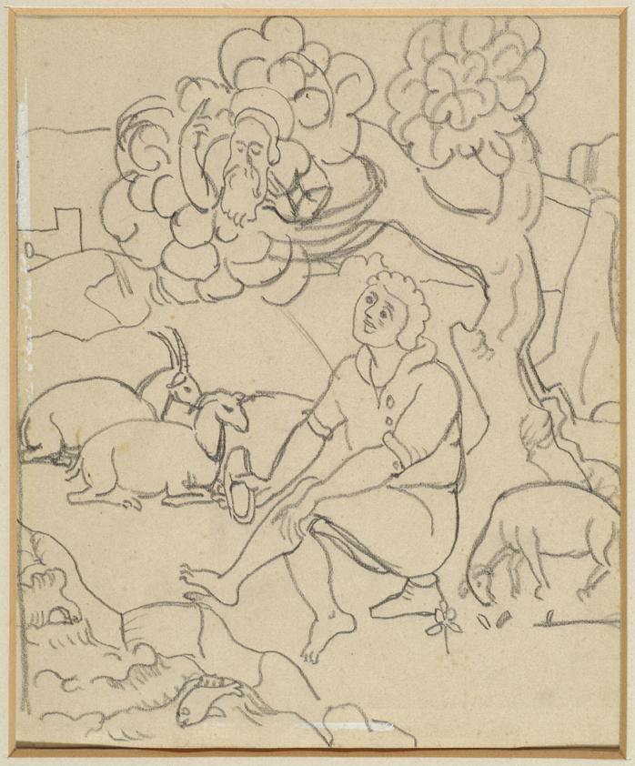 Georg Merkel, Bibelszene, undatiert, Bleistift auf Papier, 14,5 x 12,5 cm, Belvedere, Wien, Inv…