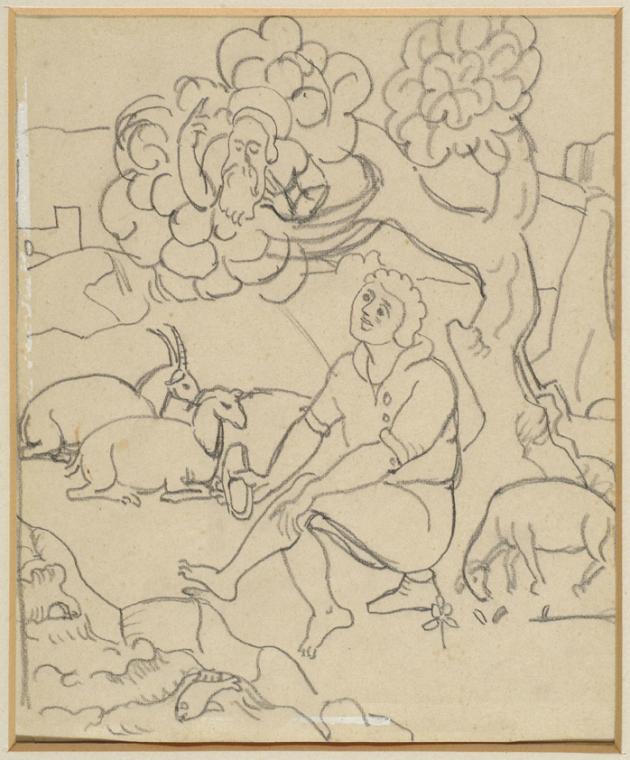 Georg Merkel, Bibelszene, undatiert, Bleistift auf Papier, 14,5 x 12,5 cm, Belvedere, Wien, Inv…