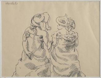 Georg Merkel, Zwei Frauen im Gespräch, undatiert, Tusche auf Papier, 17,5 x 21,5 cm, Belvedere,…